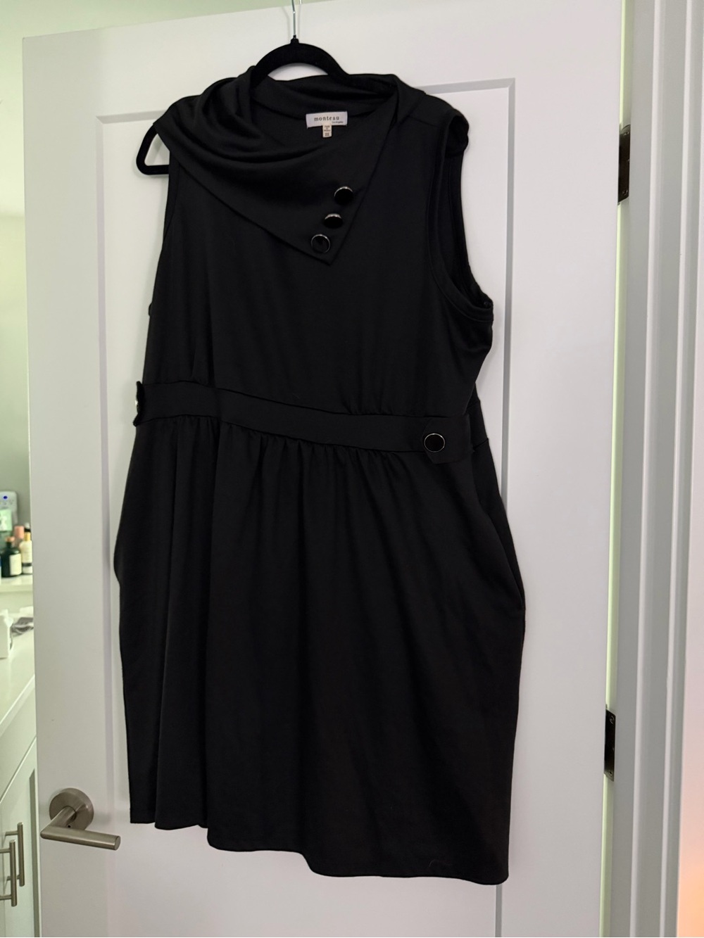 Monteau Black Sleeveless Cowl Neck Dress